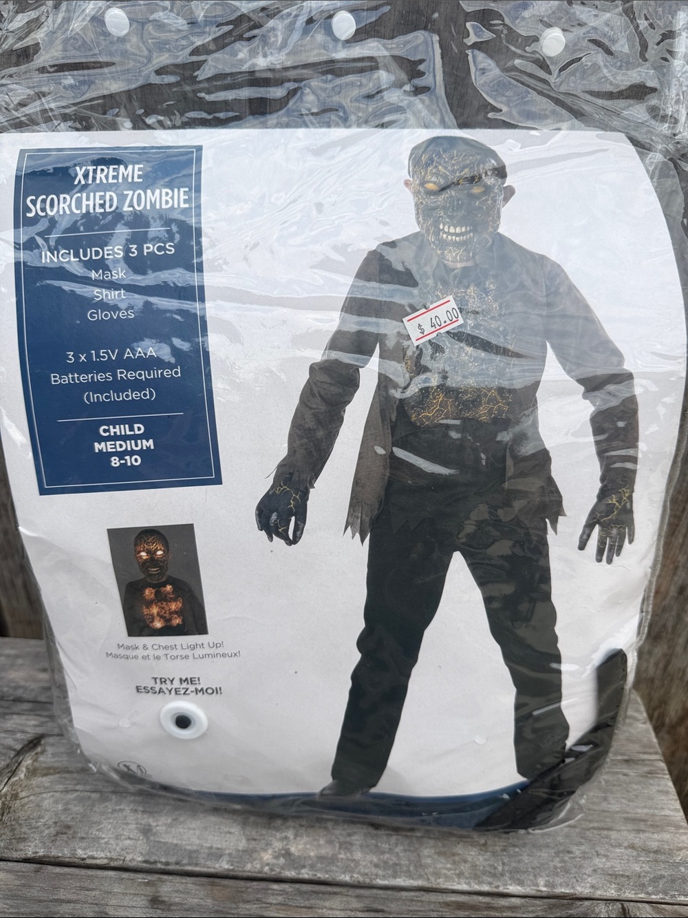 Kids Party City/Amscan Xtreme Scorched Zombie Costume - Black with Gold Accents